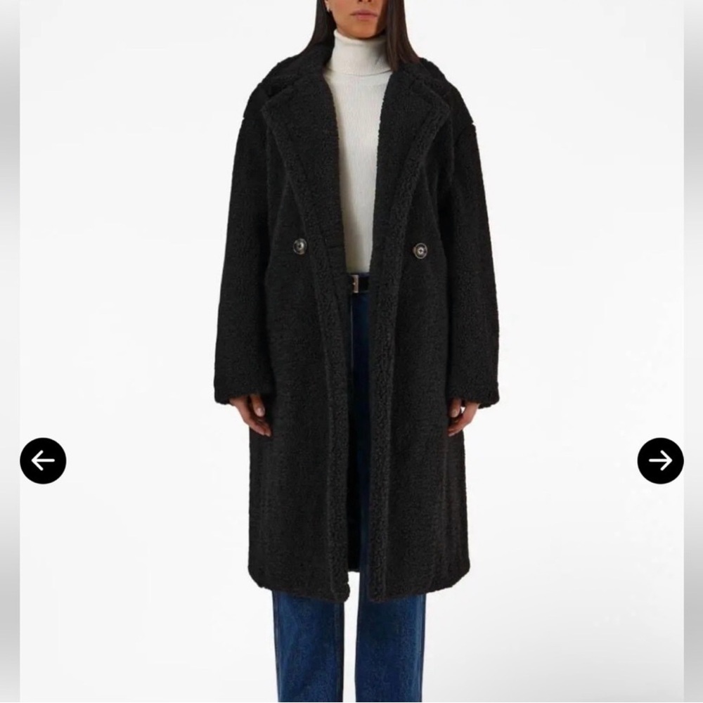 Apparis Black Long Teddy Coat